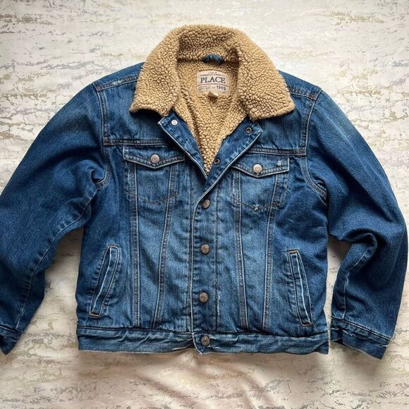 Children’s Place Fleece Lined Denim Jacket - Picture 1 of 12